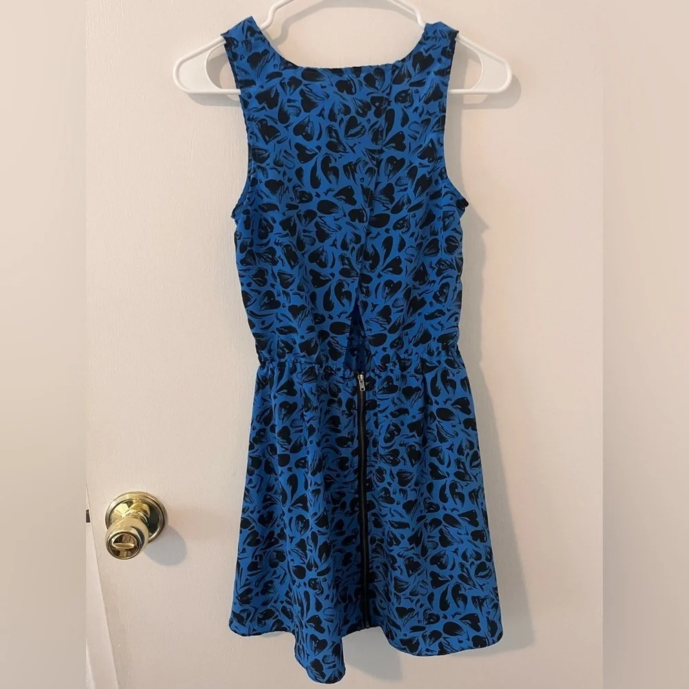Reformed Urban Outfitters Mini Dress Sleeveless Blue Black Hearts Cutout Small